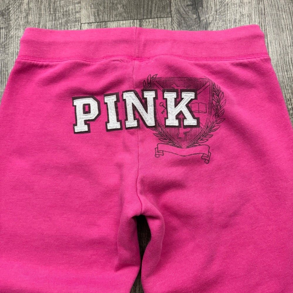 Pink Victoria's Secret Hot Pink Sweatpants Joggers Lounge Pants Y2K Booty Logo M